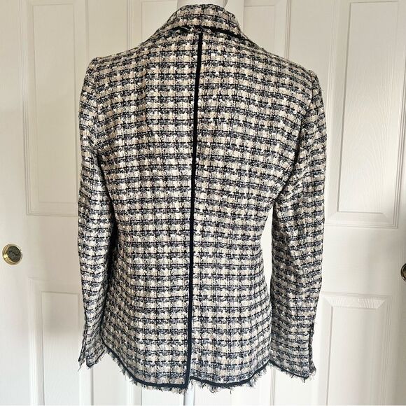 Veronica Beard Tweed Theron Blazer Double Breasted Jacket Camel Blue US 10 NEW - Picture 8 of 12